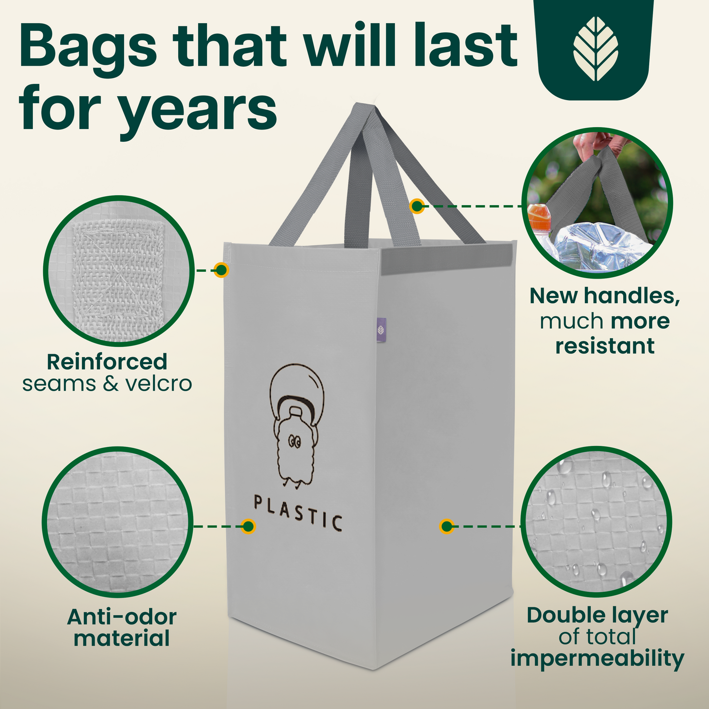 Norggo® Cubos de basura de reciclaje - Set de 3 x 40L para plástico, papel y vidrio - Cubo basura reciclaje duradero - Bolsas reciclaje basura colores - Papelera Reciclaje 3 Compartimentos