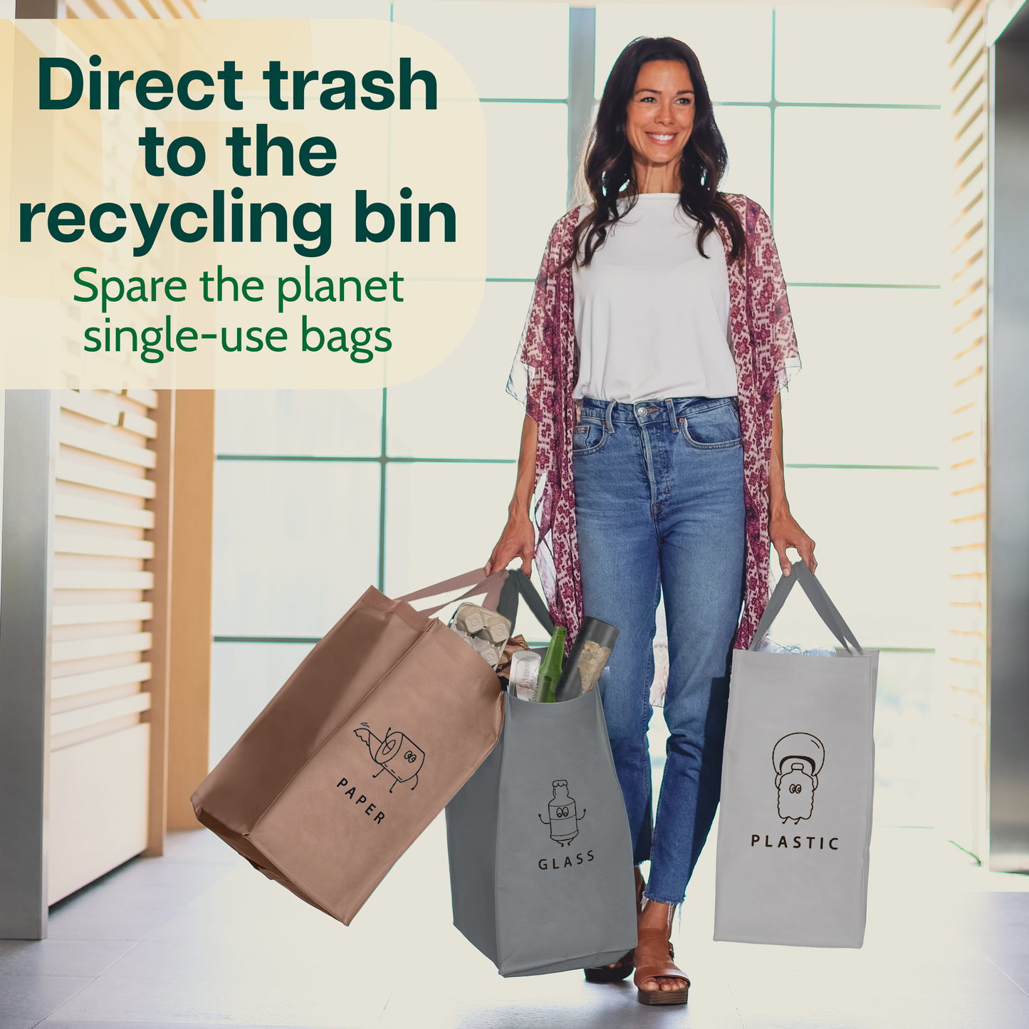 Norggo® Cubos de basura de reciclaje - Set de 3 x 40L para plástico, papel y vidrio - Cubo basura reciclaje duradero - Bolsas reciclaje basura colores - Papelera Reciclaje 3 Compartimentos